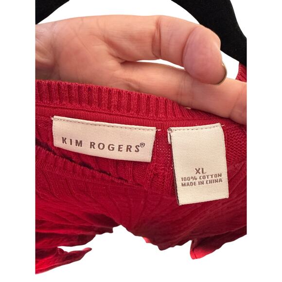 Kim Rogers Crew Neck Ribbed Red Sweater Sz XL - Picture 4 of 5